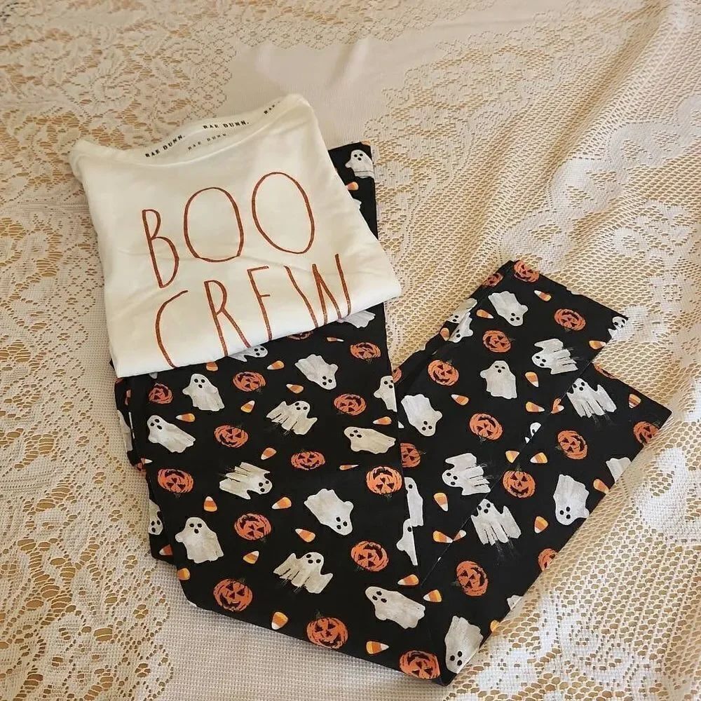 Rae Dunn Halloween girls pajamas size 6 BOO CREW